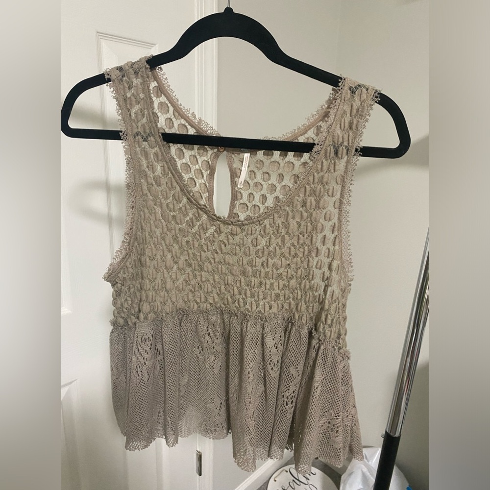 Free People Polka Dot Lace Tank Top